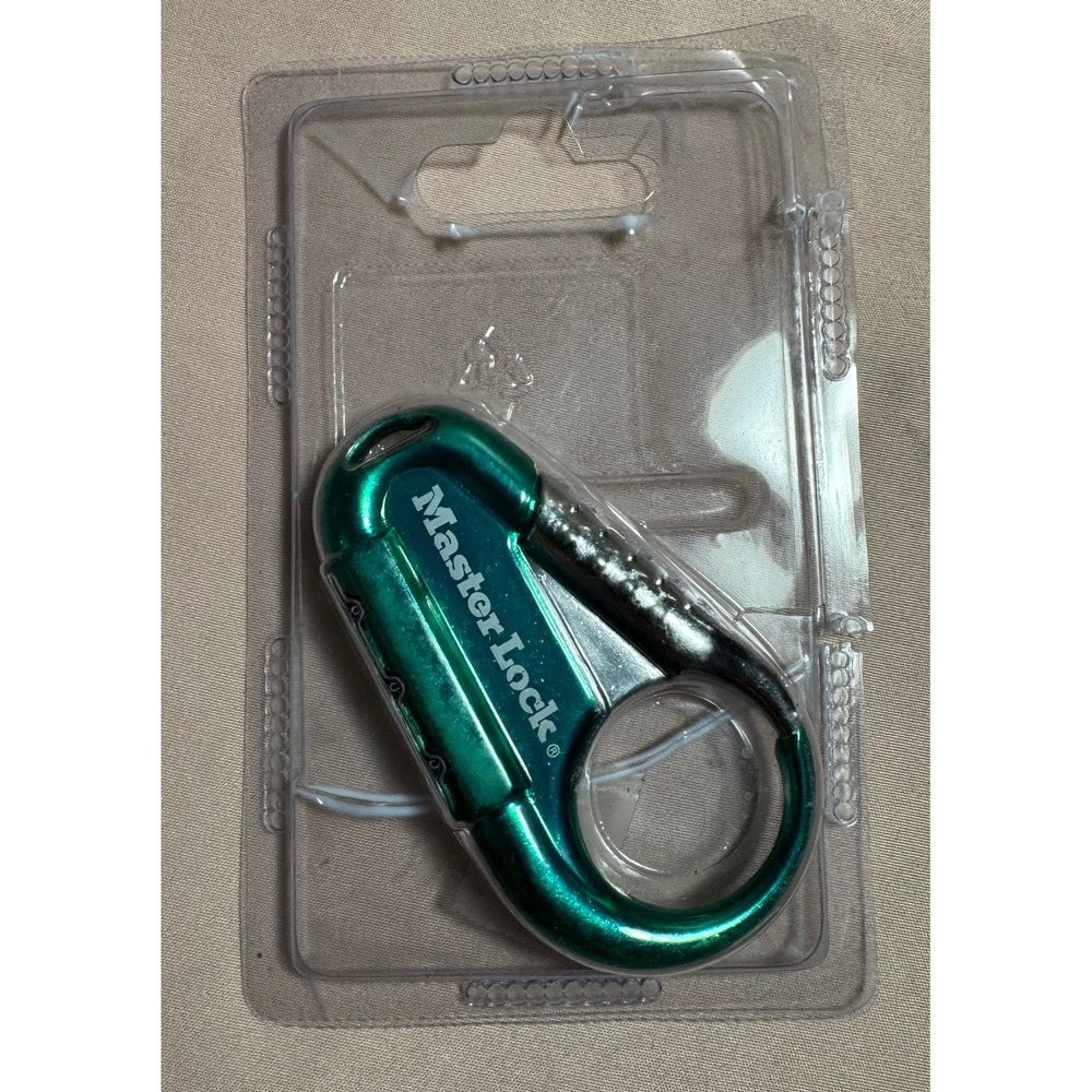 Master Lock Green Carabiner Combination Lock 3-Digit Resettable Security Travel